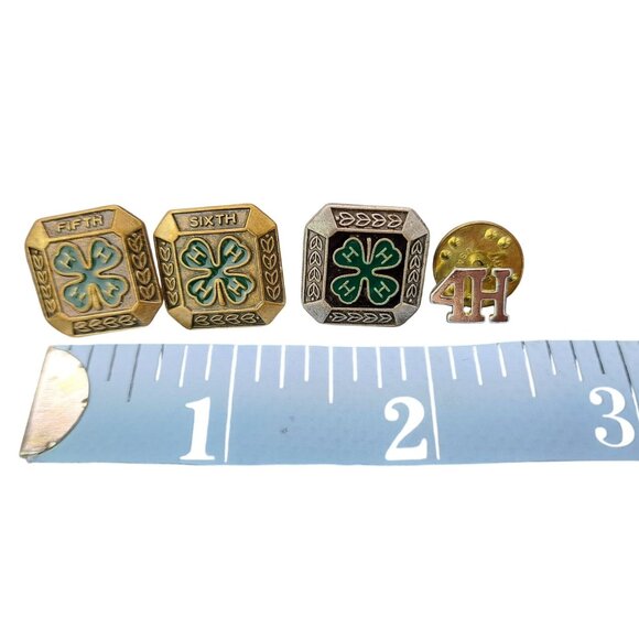 Vintage 4H Pins Lot of 4 Clutch Back Gold and Silver Tone New Fifth Sixth Clover - Picture 4 of 5